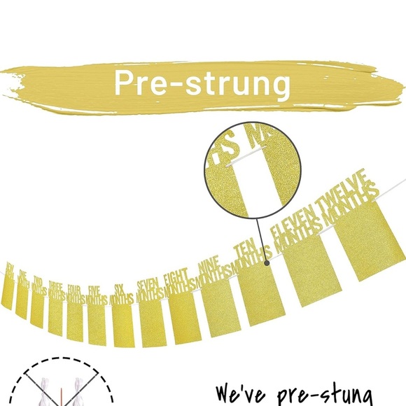 PartyHooman 1st Birthday Photo Banner for Baby from Newborn to 12 Months - Picture 2 of 6